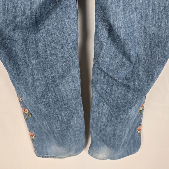 Christopher & Banks Jeans Women's 14 Blue Medium Wash Straight Rose Embroidering - Picture 9 of 16
